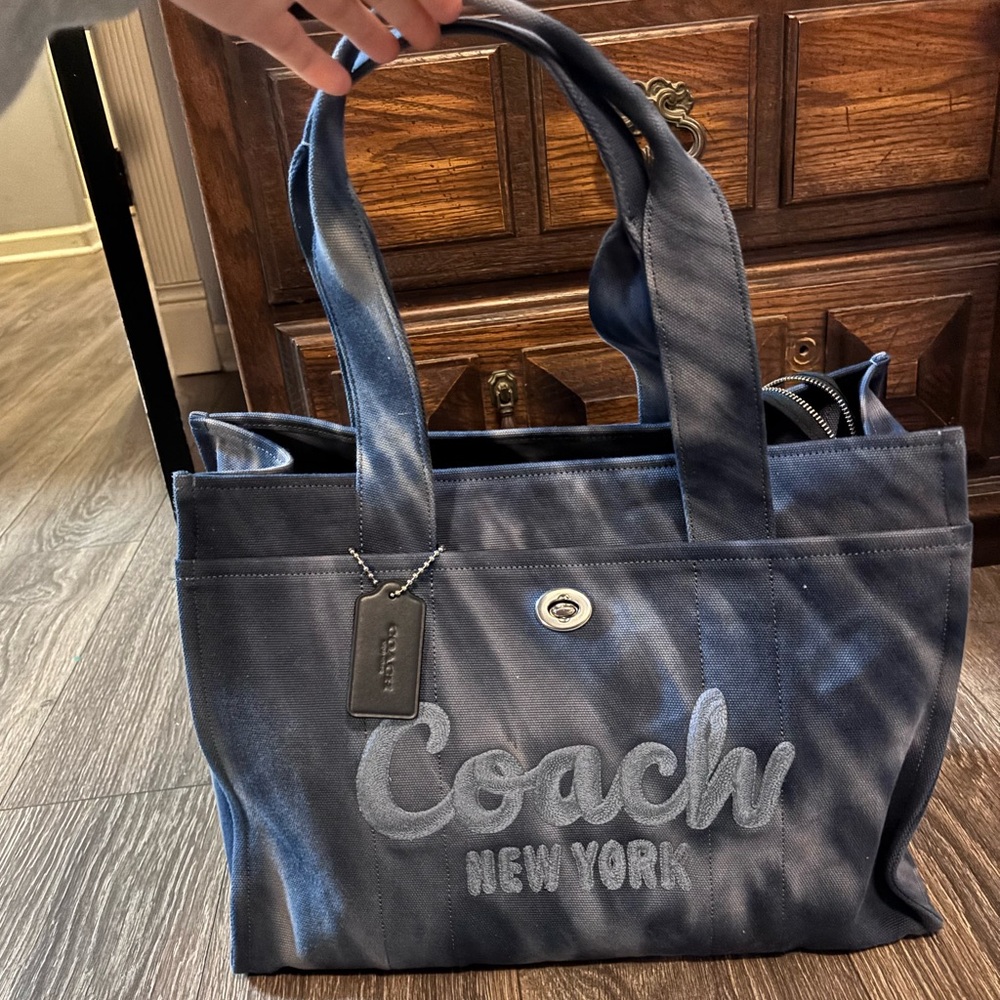 Coach canvas large blue tote bag
